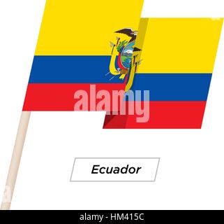 Ecuador Ribbon Waving Flag Isolated on White. Vector Illustration. Stock Vector