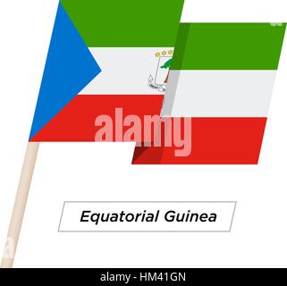 Equatorial Guinea Ribbon Waving Flag Isolated on White. Vector Illustration. Stock Vector