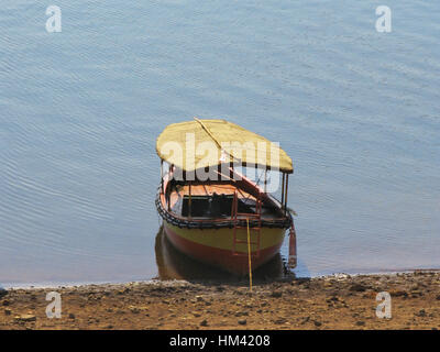 Boat, Koyna dam backwaters. Tapola, Maharasthra, India Stock Photo