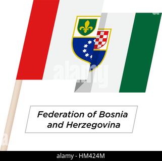 Federation Bosnia and Herzegovina Ribbon Waving Flag Isolated on White. Vector Illustration. Stock Vector