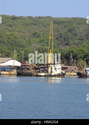A dock where ships are anchored. Stock Photo
