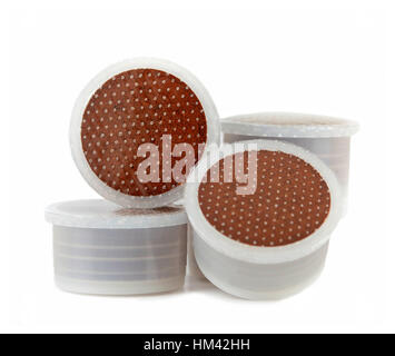 Coffee pods for espresso coffee machone on white background. Stock Photo