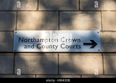 Northampton Crown and County Court name plate on a brick wall. Stock Photo