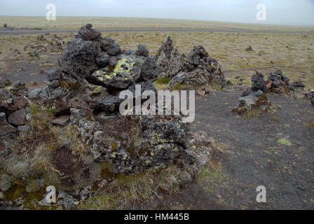 Laufskalar Cairn (Laufskalavaroa), Myrdalssandur Plain, Iceland. Stock Photo