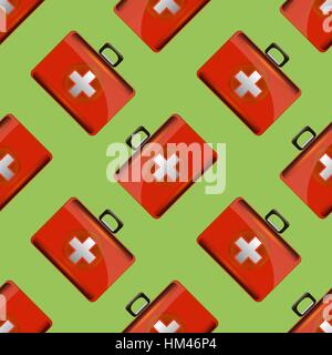 First Aid Kit Seamless Pattern Stock Vector