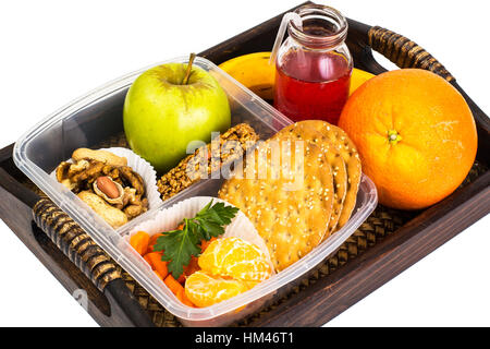 Set healthy dietary food in plastic box Stock Photo