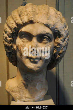 Julia Domna (170 AD-217 AD). Empress and wife of Roman Emperor Septimius Severus. Severan dynasty. Bust. 2nd century. Museum of the City of Malmo. Sweden. Stock Photo