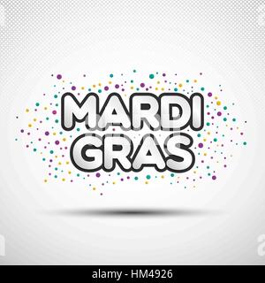 Mardi Gras phrase with coloured round confetti for your design Stock Vector