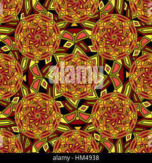 Seamless repeating pattern consisting of colored mandal.Vector Stock Photo