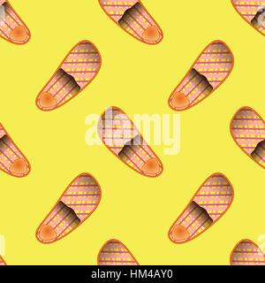 Home Soft Orange Slippers Seamless Pattern Stock Vector