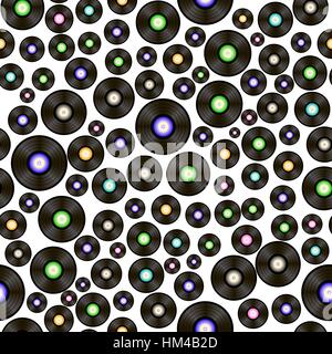 Black Vynil Records Seamless Pattern Stock Vector