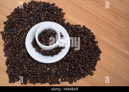Heart shape made from coffee beans Stock Photo
