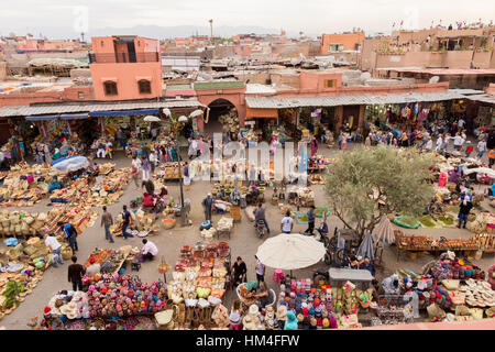 MARRAKECH, MOROCCO - APR 28, 2016: Berber market in the souks of Marrakech Stock Photo