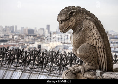 Chimera of the Cathedral of Notre-Dame de Paris) Stock Photo