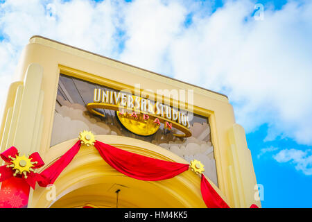 OSAKA, JAPAN - December 1, 2015: Universal Studios Japan (USJ). According to 2014 Theme Index Global Attraction Attendance Report, USJ is ranked fifth Stock Photo