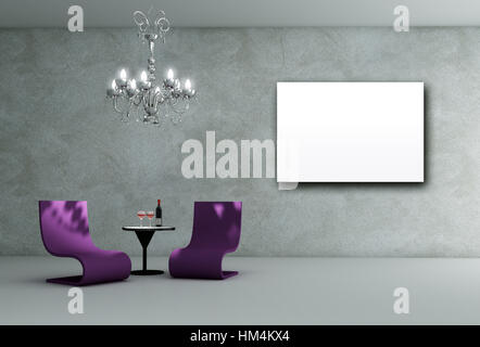 lounge room interior - 3D render Stock Photo