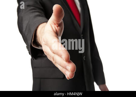close up detail shot of business man about to shake your hand Stock Photo