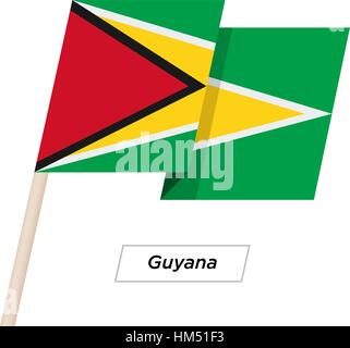Guyana Ribbon Waving Flag Isolated on White. Vector Illustration. Stock Vector