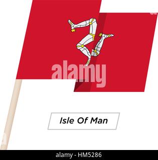 Isle Of Man Ribbon Waving Flag Isolated on White. Vector Illustration. Stock Vector