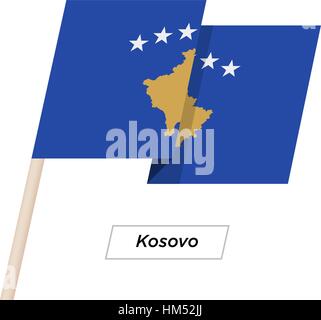 Kosovo Ribbon Waving Flag Isolated on White. Vector Illustration. Stock Vector