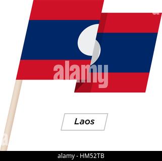 Laos Ribbon Waving Flag Isolated on White. Vector Illustration. Stock Vector