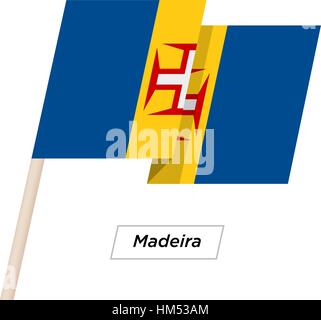 Madeira Ribbon Waving Flag Isolated on White. Vector Illustration. Stock Vector