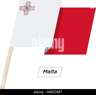 Malta Ribbon Waving Flag Isolated on White. Vector Illustration. Stock Vector