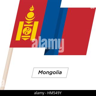 Mongolia Ribbon Waving Flag Isolated on White. Vector Illustration. Stock Vector