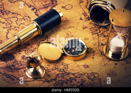 looking for adventures concept - vintage navigation items Stock Photo