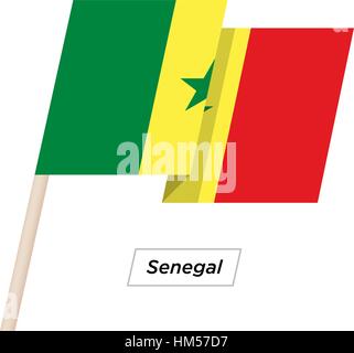 Senegal Ribbon Waving Flag Isolated on White. Vector Illustration. Stock Vector