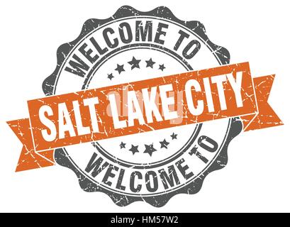 Salt Lake City round ribbon seal Stock Vector