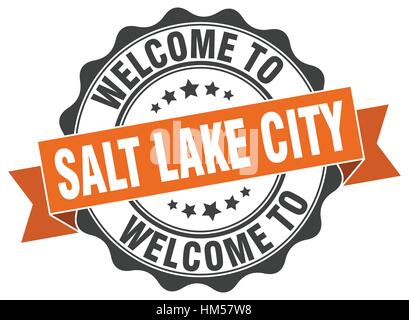 Salt Lake City round ribbon seal Stock Vector