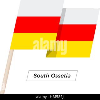 South Ossetia Ribbon Waving Flag Isolated on White. Vector Illustration. Stock Vector