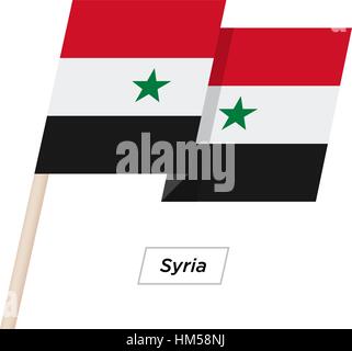 Syria Ribbon Waving Flag Isolated on White. Vector Illustration. Stock Vector