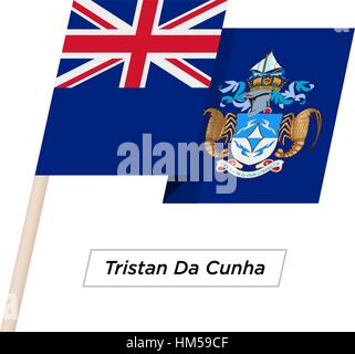 Tristan Da Cunha Ribbon Waving Flag Isolated on White. Vector Illustration. Stock Vector