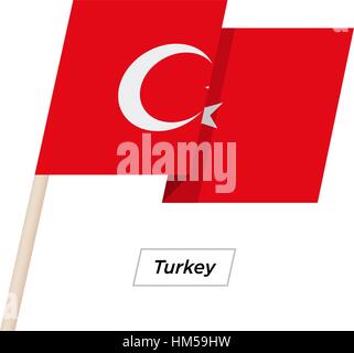 Turkey Ribbon Waving Flag Isolated on White. Vector Illustration. Stock Vector