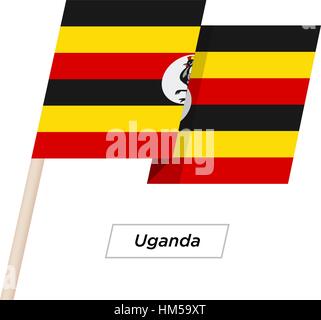 Uganda Ribbon Waving Flag Isolated on White. Vector Illustration. Stock Vector