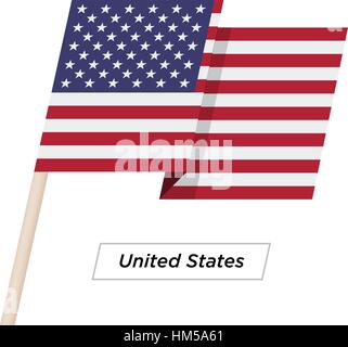 United States Ribbon Waving Flag Isolated on White. Vector Illustration. Stock Vector