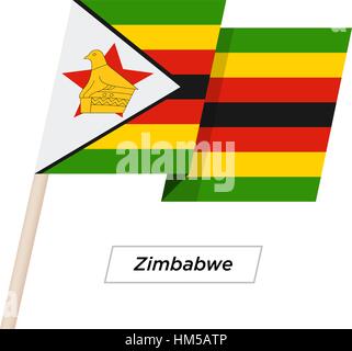 Zimbabwe Ribbon Waving Flag Isolated on White. Vector Illustration. Stock Vector