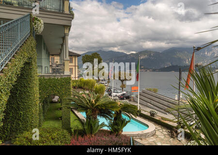 View towards Bellagio across Lake Como in Italy Stock Photo