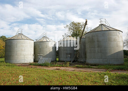Grain silos Shelland Suffolk UK Stock Photo