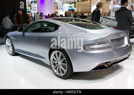 FRANKFURT, GERMANY - SEP 20: Aston Martin DB9 Centenary Edition at the Frankfurt IAA motor show on Sep 20, 2013 in Frankfurt. Stock Photo