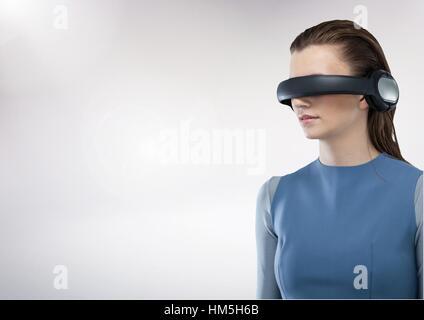 Beautiful woman using VR glasses Stock Photo
