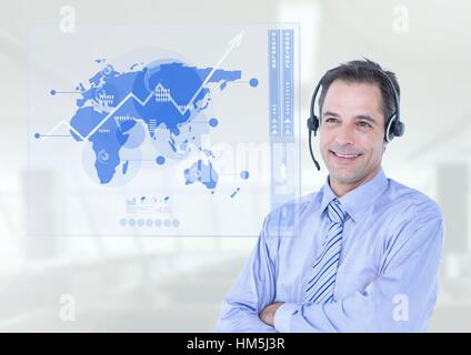 Smiling customer service executive with hands crossed Stock Photo