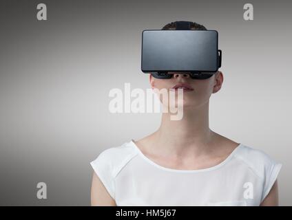 Beautiful woman using vr head set Stock Photo