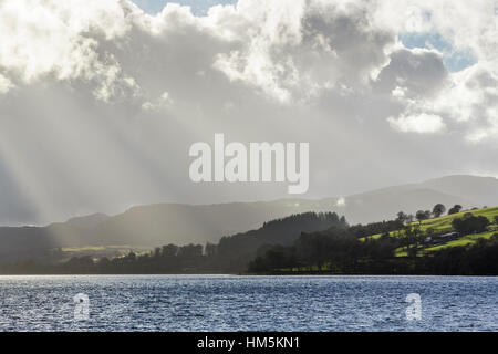 Lake Bala, also known as Llyn Tegid in Gwynedd, Wales. Stock Photo