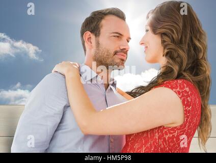 Romantic couple embracing face to face Stock Photo