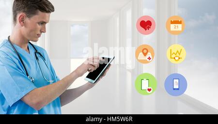 Doctor using digital tablet