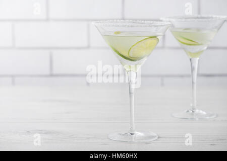 Fresh home made Margarita cocktails with lime Stock Photo