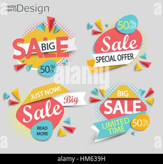 Sale - set of labels. Sale and discounts. Vector illustration. Stock Vector